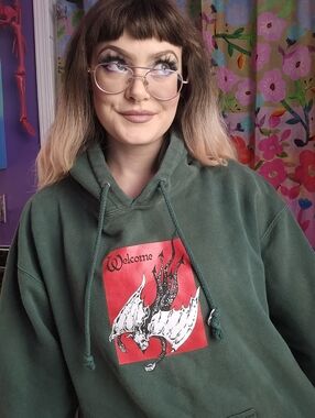 Welcome Unholy Diver Green Sweatshirt Emo Punk Urban Skater Goth Men's Size L